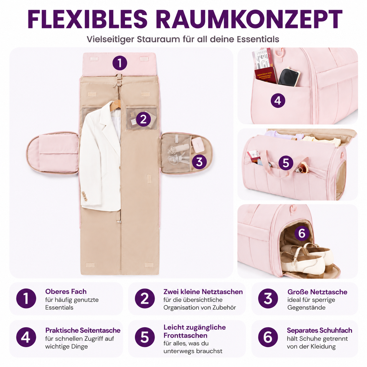 2-in-1 Kleider- & Reisetasche – Knitterfrei ankommen. Flexibel unterwegs.