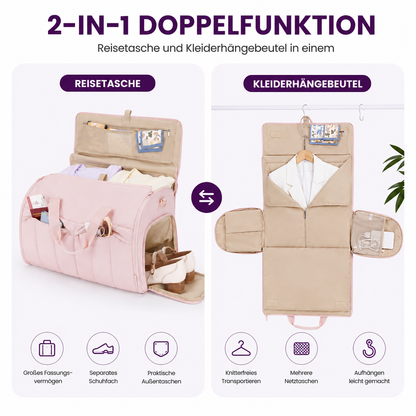 2-in-1 Kleider- & Reisetasche – Knitterfrei ankommen. Flexibel unterwegs.